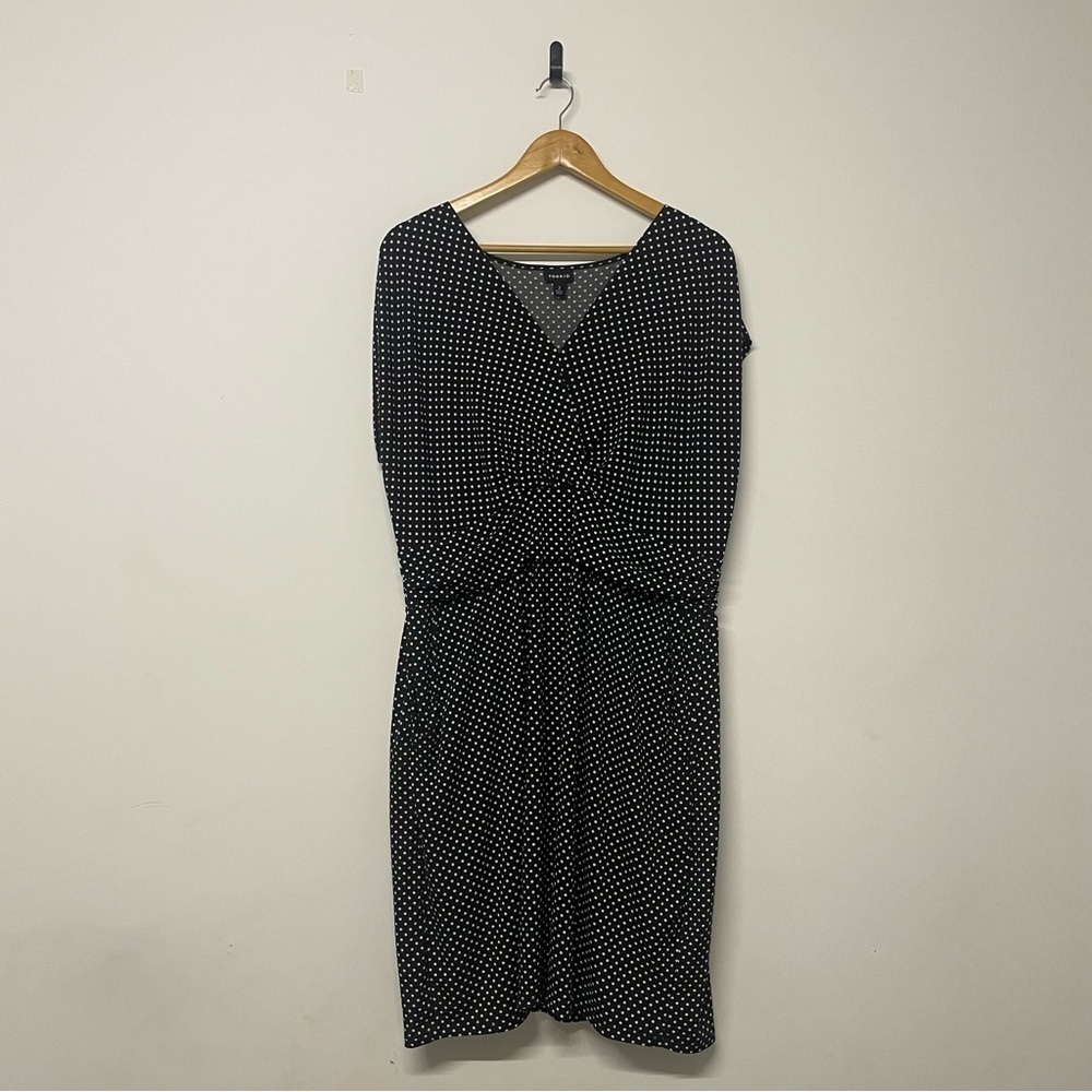 Torrid Black Polka Dot Faux Surplice Knee Length Dress V Neck Sleeveless 2X